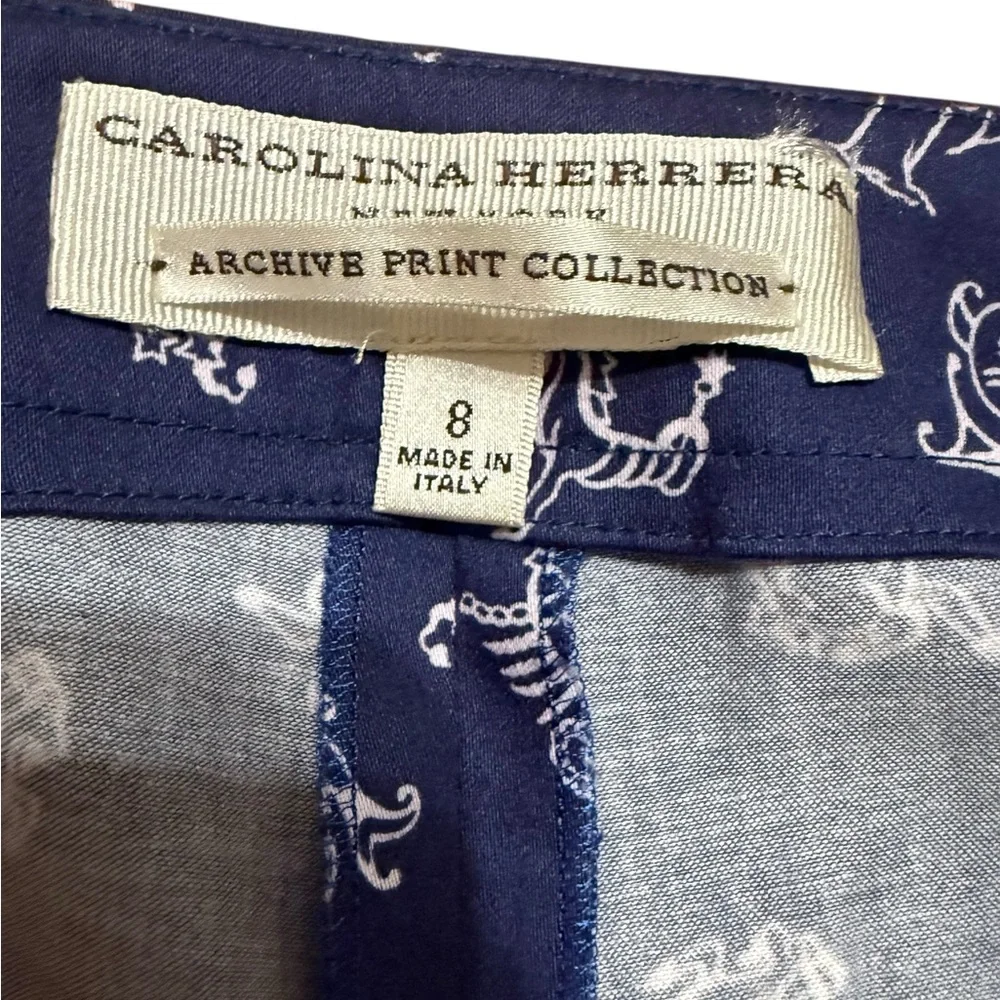 Carolina Herrera Pants Zodiac Print Dark Blue Archive Print Collection B131 Sz 8